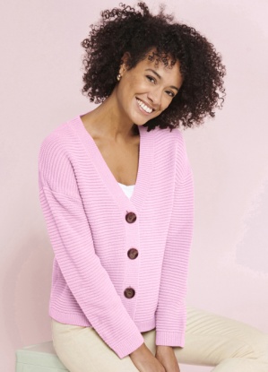 Damart Soft Ribbed Button Cardigan